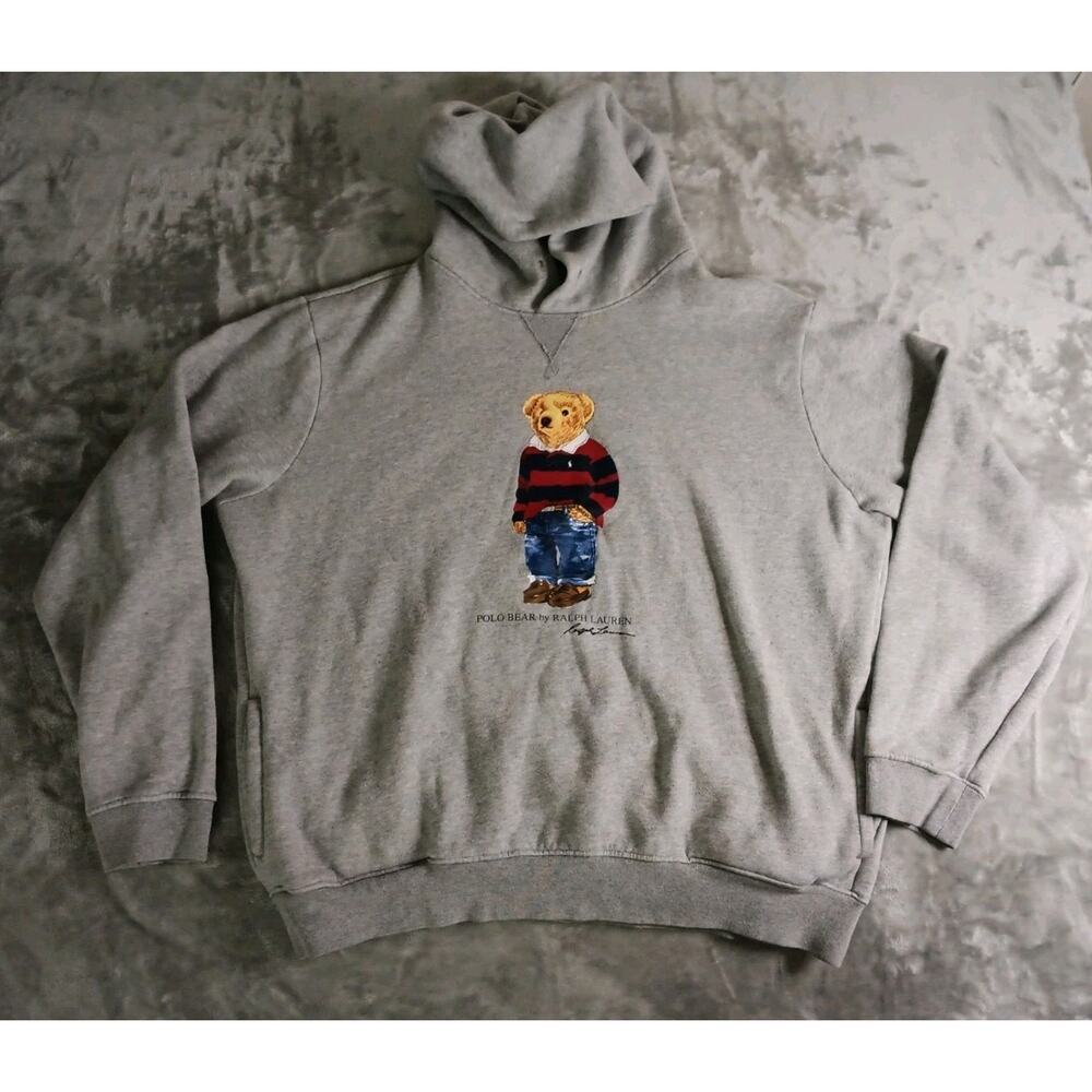 Polo Bear By Ralph Lauren Hoodie Sweatshirt Mens Large Preppy *No Drawstring